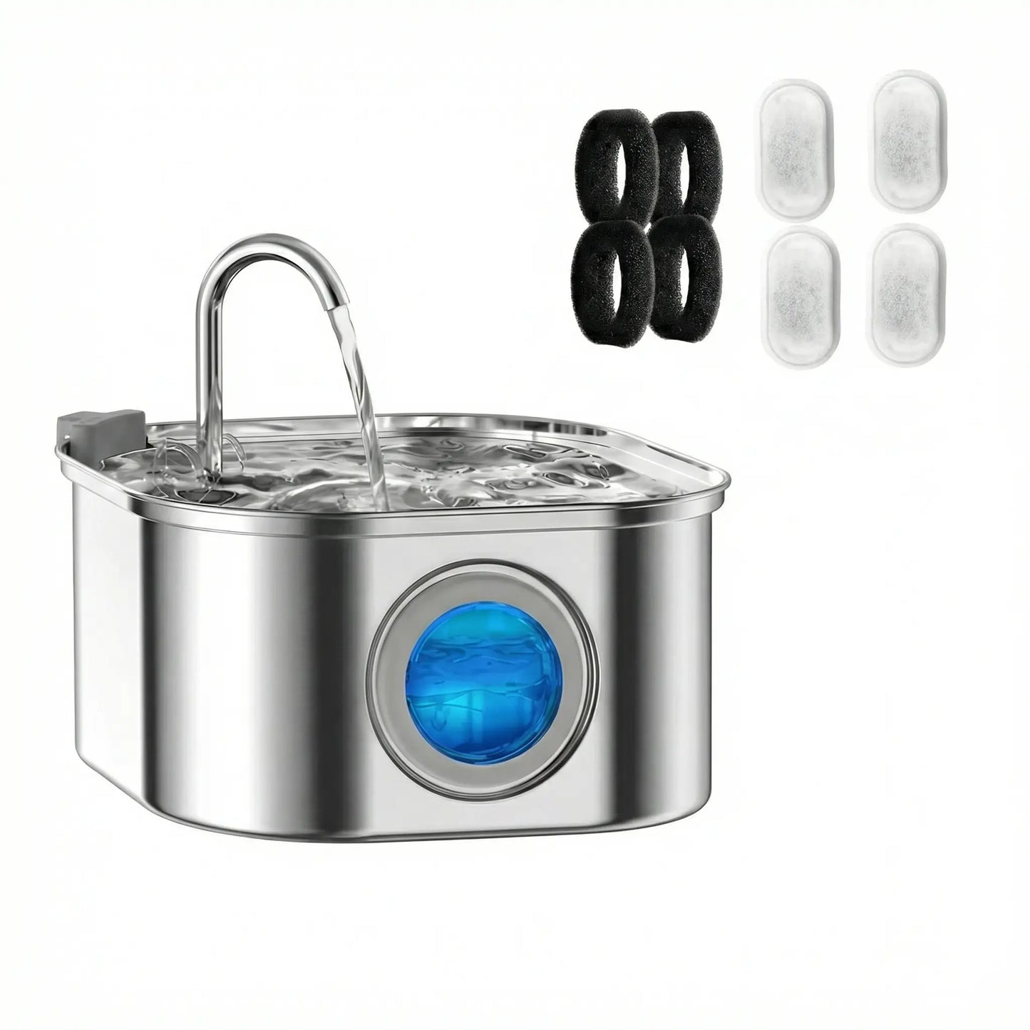 Fontaine à Eau Chat 3,2L en Inox – Ultra Silencieuse & Filtration Continue