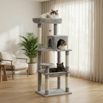 Arbre à Chat 143 cm XL – Stable avec Hamac & Niche (2 à 3 Chats)