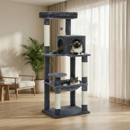 Arbre à Chat 143 cm XL – Stable avec Hamac & Niche (2 à 3 Chats)