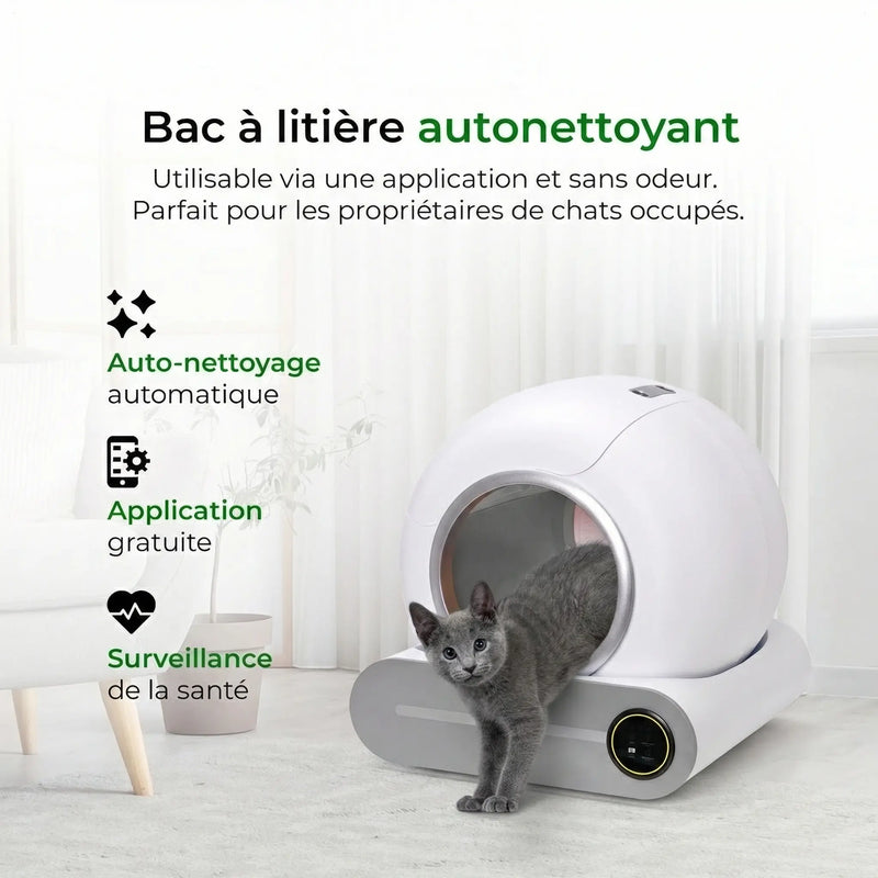 Litière Automatique Connectée – Auto Nettoyante & Silencieuse