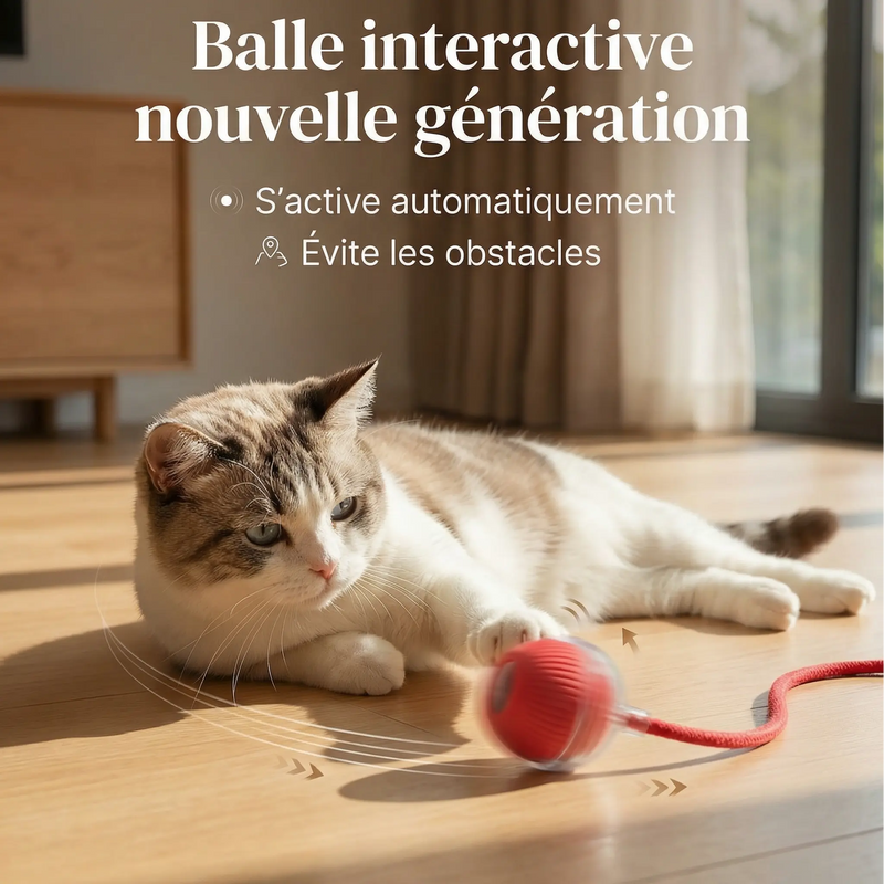 Balle Interactive Chat Rechargeable – Mouvement Intelligent & Queue Imitation Proie