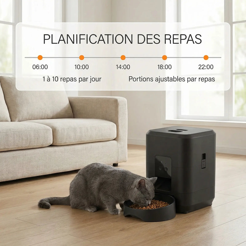 Distributeur Automatique de Croquettes pour Chat – WiFi & Portions Programmables