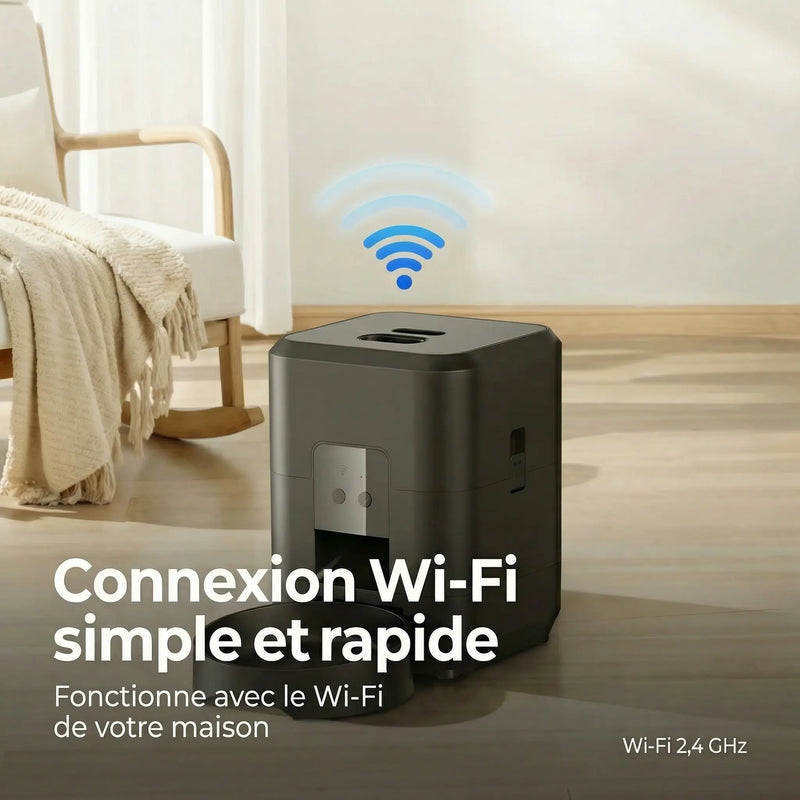 Distributeur Automatique de Croquettes pour Chat – WiFi & Portions Programmables