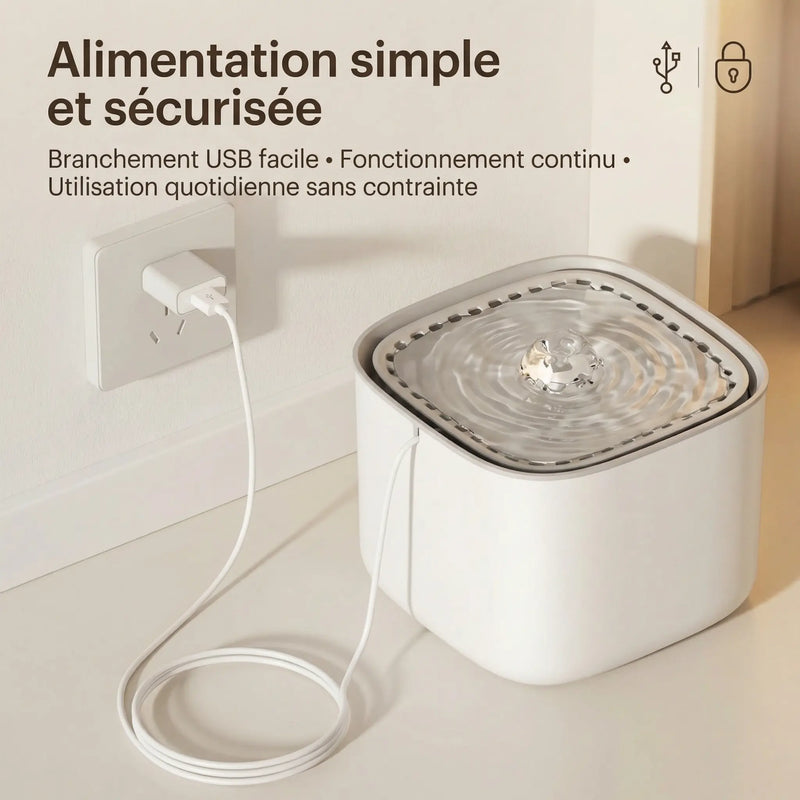 Fontaine à Eau pour Chat 3L – Filtration Continue, Ultra Silencieuse, USB