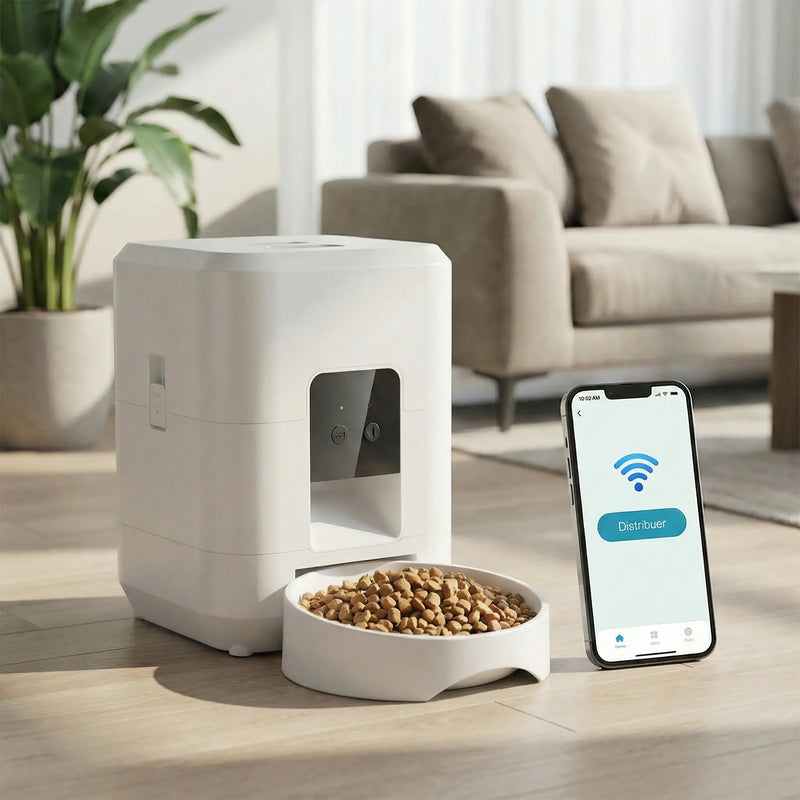 Distributeur Automatique de Croquettes pour Chat – WiFi & Portions Programmables