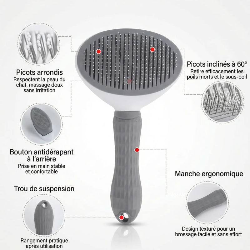 Brosse Chat Autonettoyante – Anti-Poils & Sous-Poil