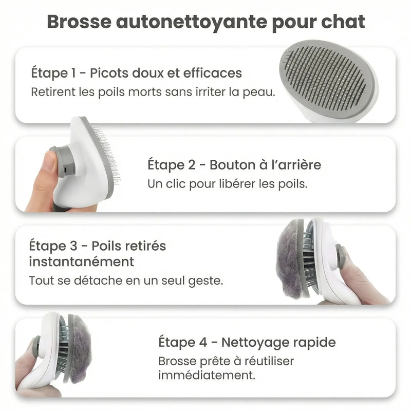 Brosse Chat Autonettoyante – Anti-Poils & Sous-Poil