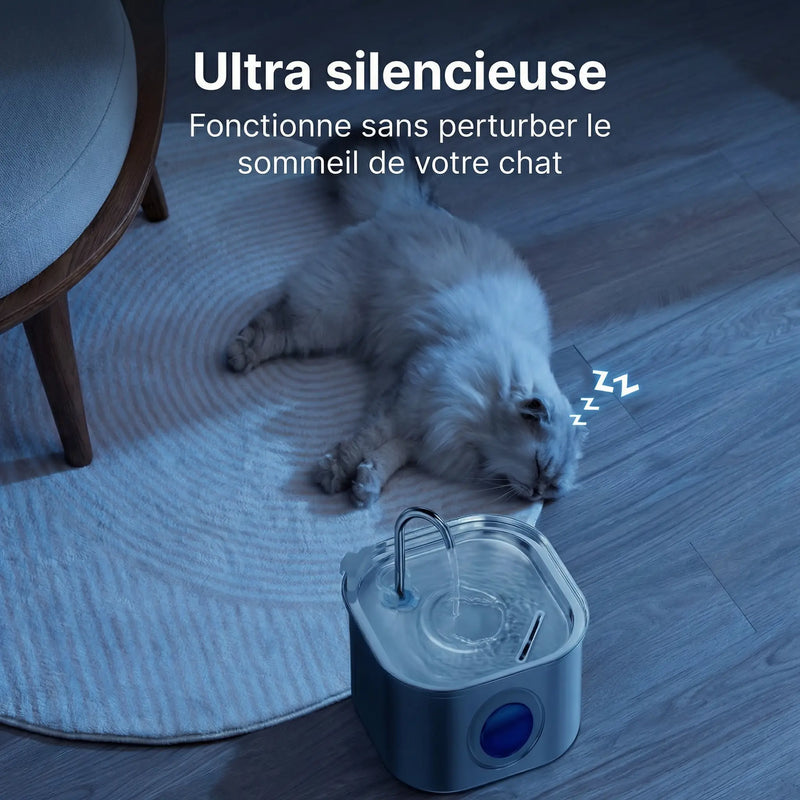 Fontaine à Eau Chat 3,2L en Inox – Ultra Silencieuse & Filtration Continue