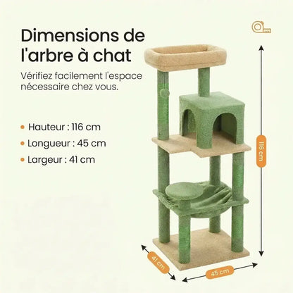 Arbre à Chat 116 cm – Hamac, Niche & Griffoirs, Stable