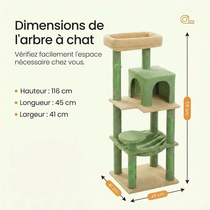Arbre à Chat 116 cm – Hamac, Niche & Griffoirs, Stable
